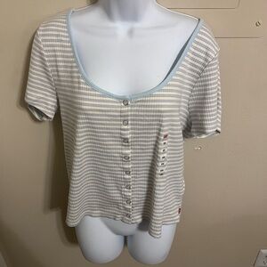 Levi’s-Striped Button-Up Ribbed Tee